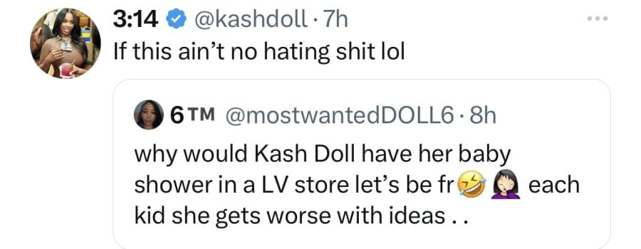 Kash Doll Responds To Fan Who’s Upset She Held Her Baby Shower At LV Store