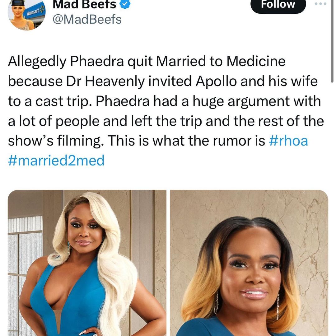 Phaedra Parks Allegedly Quit ‘Married To Medicine’ Because Someone Invited Apollo & His Wife On The Show
