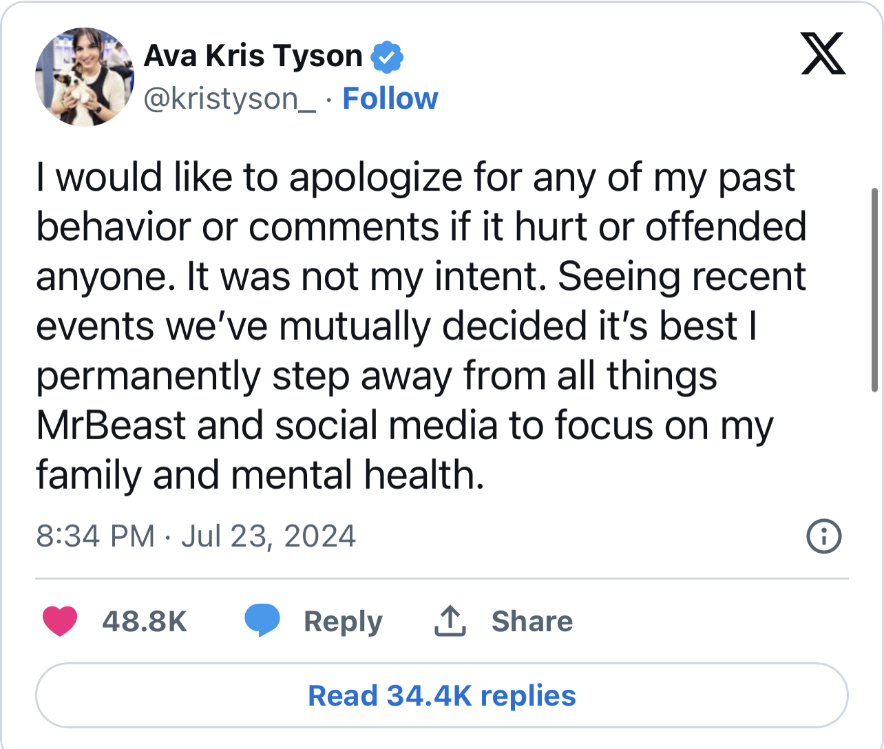 MrBeast’s Trans Collaborator Ava Kris Tyson, Leaves YouTube Amid Grooming Allegations