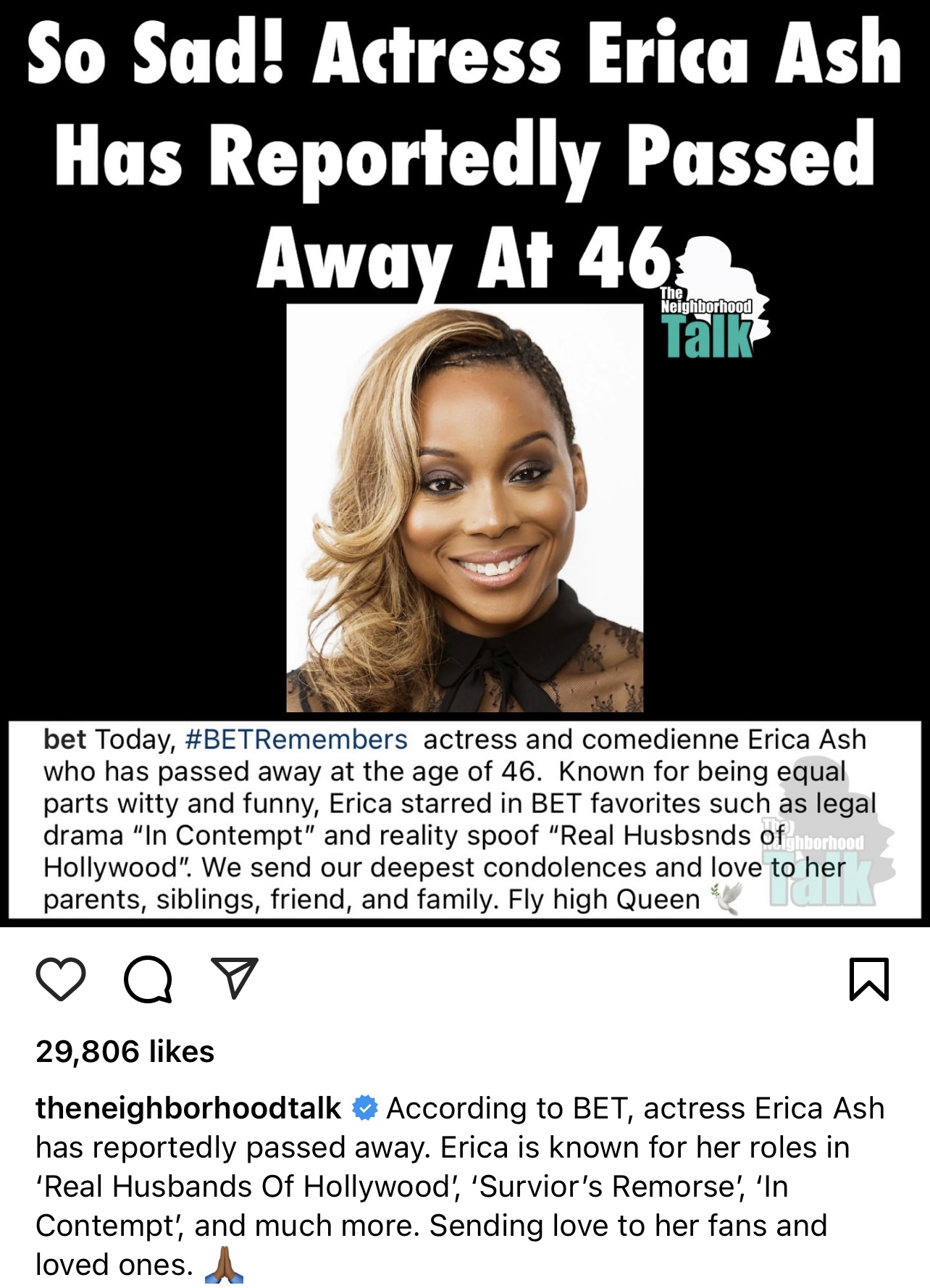 Actress Erica Ash Reportedly Dead At 46