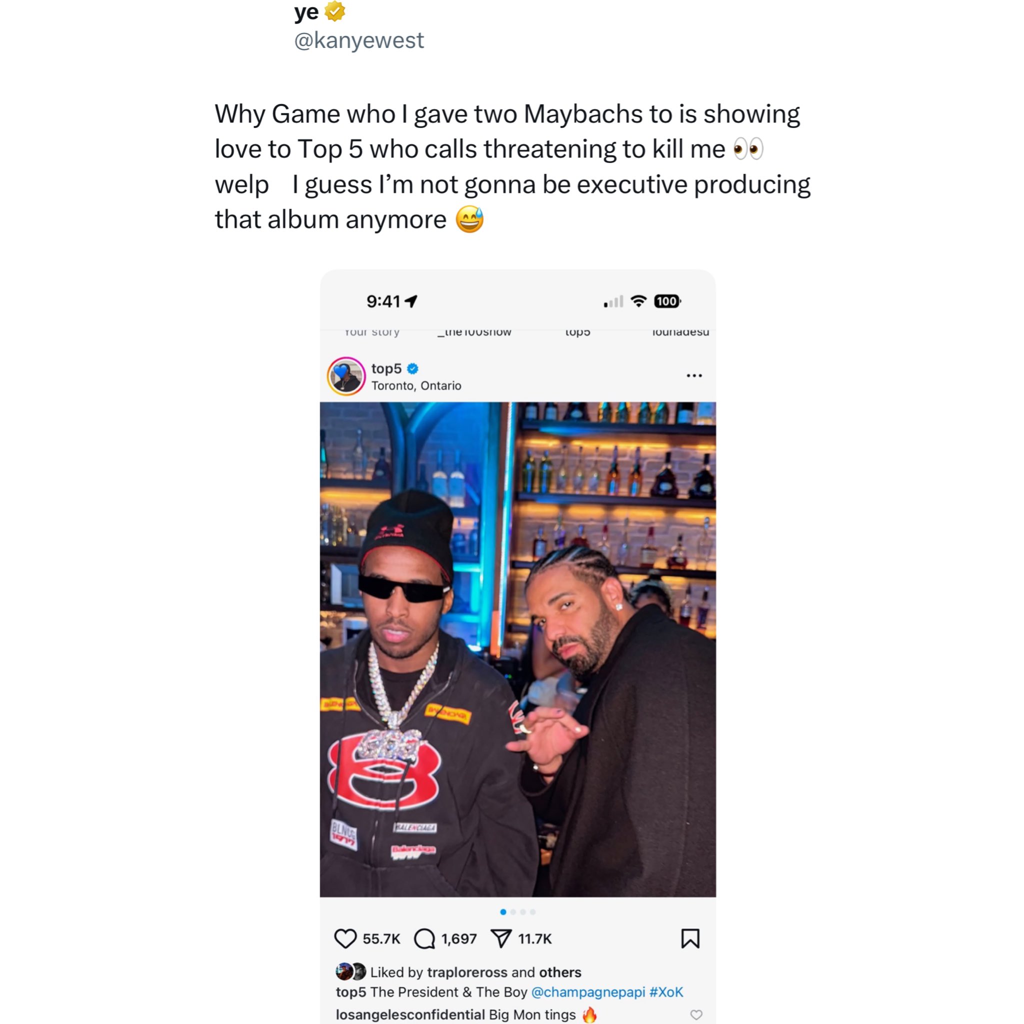 The Game Goes Off On Kanye West After Calling Him Out Over Showing Love To Top5
