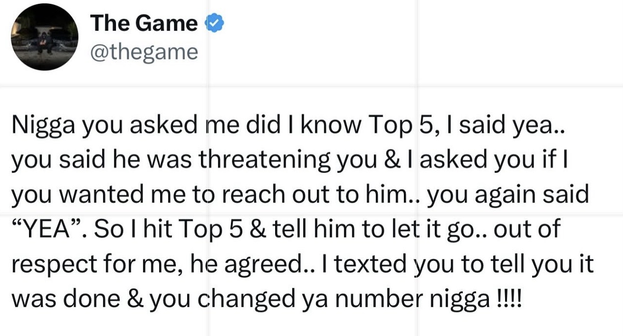 The Game Goes Off On Kanye West After Calling Him Out Over Showing Love To Top5